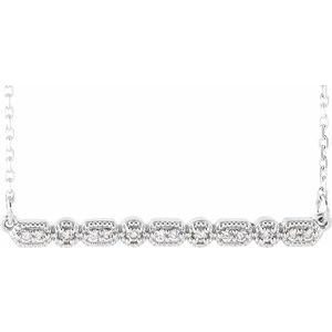 14K Rose 1/10 CTW Natural Diamond Milgrain Bar 16-18" Necklace