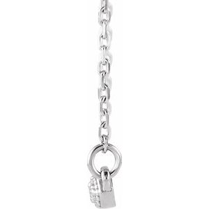 14K White 1/10 CTW Natural Diamond Milgrain Bar 16-18" Necklace