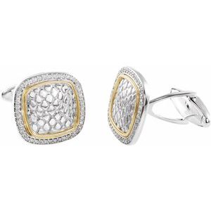 Sterling Silver & 14K Yellow 1/2 CTW Natural Diamond Snake Print Cuff Links