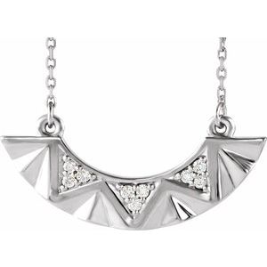 Platinum .08 CTW Natural Diamond Curved Bar 16-18" Necklace