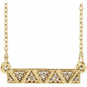 14K Yellow .04 CTW Natural Diamond Geometric Bar 16-18" Necklace