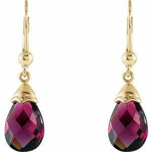 14K Yellow Briolette Natural Brazilian Garnet Earrings