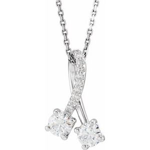 Sterling Silver Natural Mozambique Garnet & .05 CTW Natural Diamond 16-18" Necklace