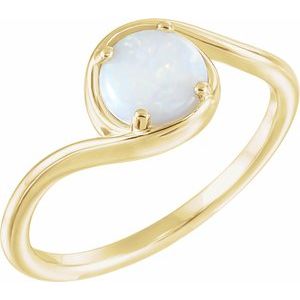 Natural White Opal Bypass Ring