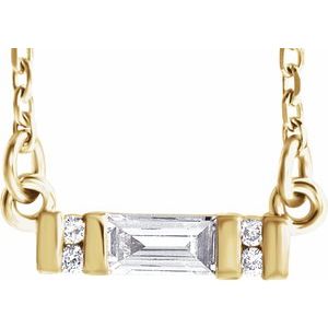 14K Yellow 1/10 CTW Natural Diamond Bar 16-18" Necklace
