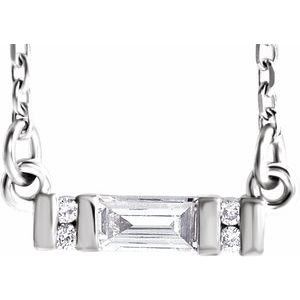 Platinum 1/10 CTW Natural Diamond Bar 16-18" Necklace