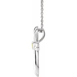Sterling Silver Natural Peridot Cross 16-18" Necklace
