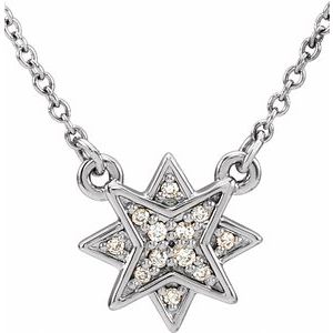 14K White .04 CTW Natural Diamond Star 16-18" Necklace