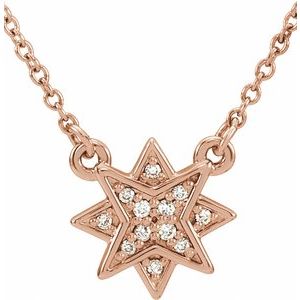 14K Rose .04 CTW Natural Diamond Star 16-18" Necklace