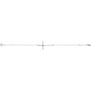 Sterling Silver Imitation Mozambique Garnet Sideways Cross 7-8" Bracelet