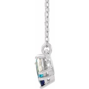 Platinum Natural Multi-Gemstone & .06 CTW Natural Diamond Bar 18" Necklace