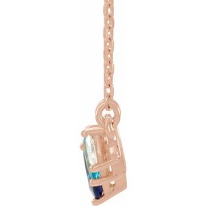 14K Rose Natural Multi-Gemstone & .06 CTW Natural Diamond Bar 16" Necklace
