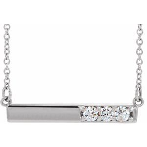 Sterling Silver 1/5 CTW Natural Diamond Bar 16-18" Necklace