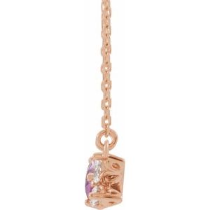 14K Rose Natural Pink Sapphire & 1/6 CTW Natural Diamond 18" Necklace