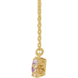 14K Yellow Natural Pink Sapphire & 1/6 CTW Natural Diamond 18" Necklace