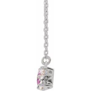 14K White Natural Pink Sapphire & 1/6 CTW Natural Diamond 16" Necklace