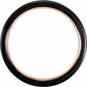 Black & 18K Rose Gold PVD Tungsten 6 mm Band Size 10