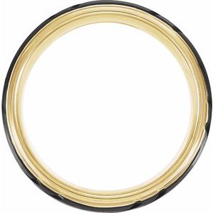 18K Yellow Gold-Plated & Black PVD Tungsten 8 mm Grooved Band Size 10