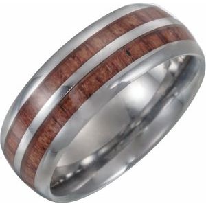 Tungsten 8 mm Band with Rose Wood Inlay