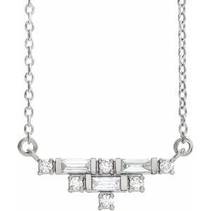 Sterling Silver 1/4 CTW Natural Diamond Art Deco 16" Necklace