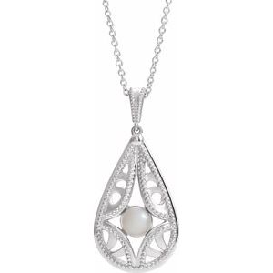 Sterling Silver Cultured White Freshwater Pearl Vintage-Inspired 16-18" Necklace