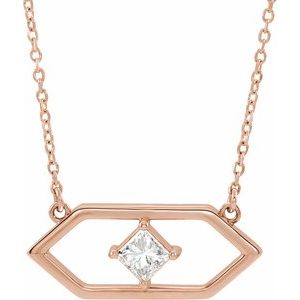 14K Rose 1/4 CTW Natural Diamond Geometric 18" Necklace