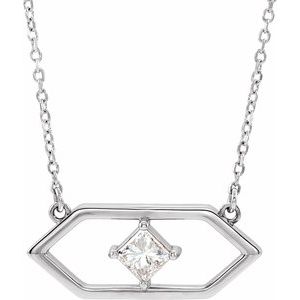 Platinum 1/4 CTW Natural Diamond Geometric 18" Necklace