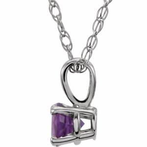 14K White 3 mm Imitation Amethyst Youth Solitaire 14" Necklace