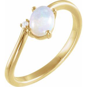 Natural Ethiopian Opal & .015 CT Natural Diamond Bypass Ring