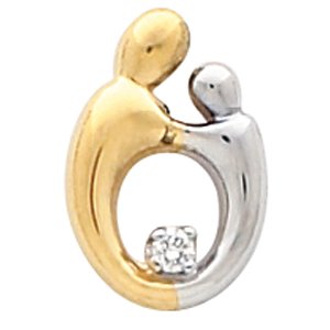 14K Yellow/White .03 CT Natural Diamond Mother and Child® Slide Pendant
