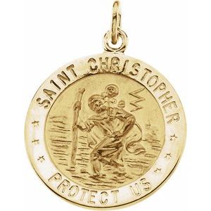 14K White 18 mm St. Christopher Medal