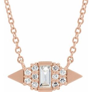 14K Rose 1/6 CTW Natural Diamond Geometric 16" Necklace