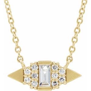 14K Yellow 1/6 CTW Natural Diamond Geometric 16" Necklace