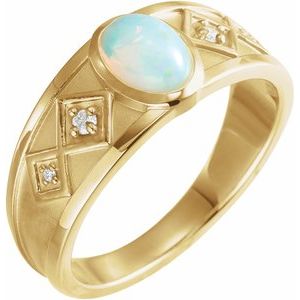 Natural Ethiopian Opal & .05 CTW Natural Diamond Ring