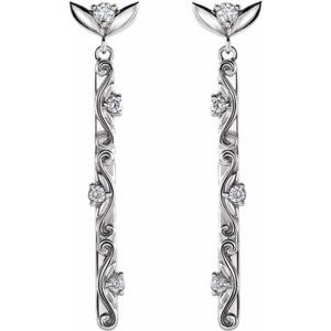 Sterling Silver 1/8 CTW Natural Diamond Vintage-Inspired Earrings