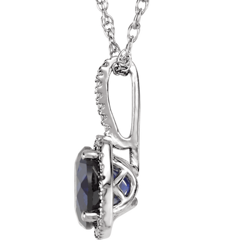 Sterling Silver and Sapphire Pendant With Chain