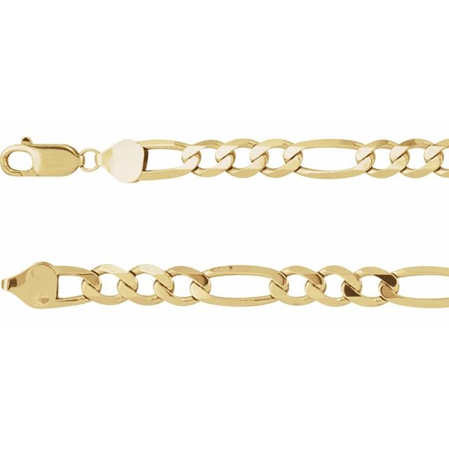 14K Yellow 6.5mm Figaro 20" Chain