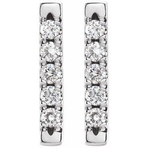 Sterling Silver 1/8 CTW Natural Diamond French-Set Bar Earrings