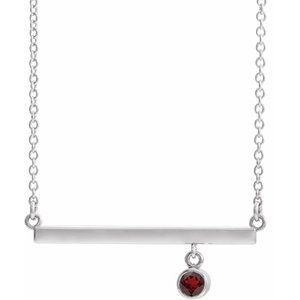 Sterling Silver Natural Mozambique Garnet Bezel-Set 18" Necklace