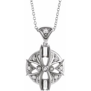 Sterling Silver 1/4 CTW Natural Diamond Vintage-Inspired 16-18" Necklace