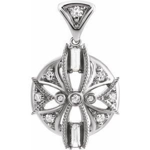 14K White 1/4 CTW Natural Diamond Vintage-Inspired Pendant