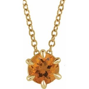 Birthstone Natural Citrine Solitaire 16-18" Necklace