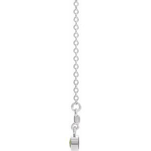 Sterling Silver Natural Peridot Bezel-Set 18" Necklace