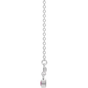 Sterling Silver Natural Pink Tourmaline Bezel-Set 18" Necklace