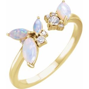 Natural White Opal & 1/10 CTW Natural Diamond Negative Space Ring