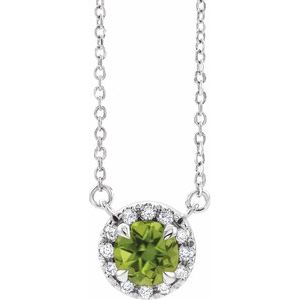 Sterling Silver 3.5 mm Natural Peridot & .03 CTW Natural Diamond 16" Necklace