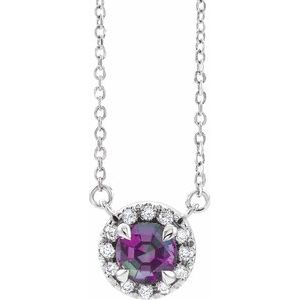 Sterling Silver 3.5 mm Lab-Grown Alexandrite & .03 CTW Natural Diamond 16" Necklace