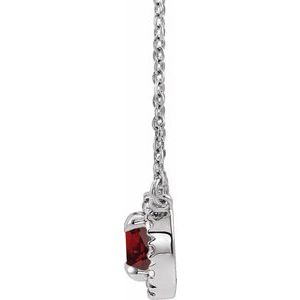 Sterling Silver 3.5 mm Natural Mozambique Garnet & .03 CTW Natural Diamond 16" Necklace