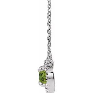 Sterling Silver 3.5 mm Natural Peridot & .03 CTW Natural Diamond 16" Necklace