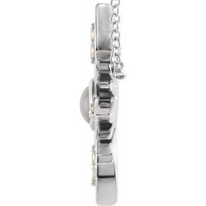 Platinum Natural Rainbow Moonstone & .08 CTW Natural Diamond Pendant
